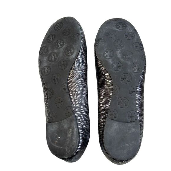 Tory Burch Slip-On Leather Lizard Print Reva Ballet Flats Womens Gray Size 8 - Picture 6 of 7